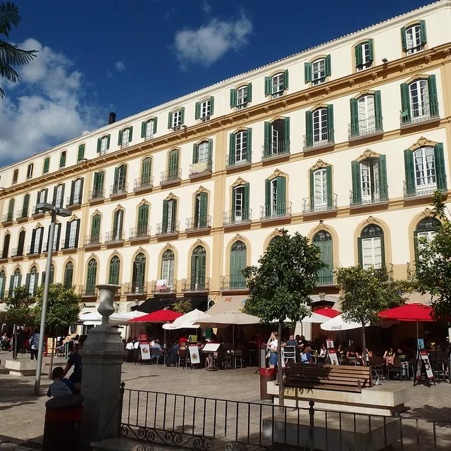 The yellow façade of the Casa Natal, the house on Plaza de la Merced where Picasso was born in 1881